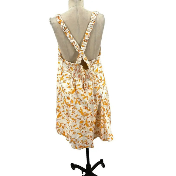 Anthropologie Maeve Sweetheart Mini Dress Floral Print Cream Orange Size XL - Picture 8 of 14